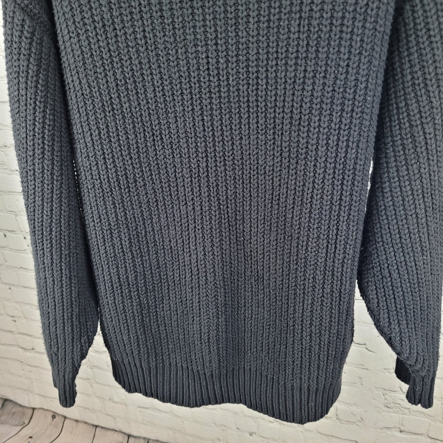 Free People Black Chunky Knit Oversized Heavyweight Sweater Size Medium M