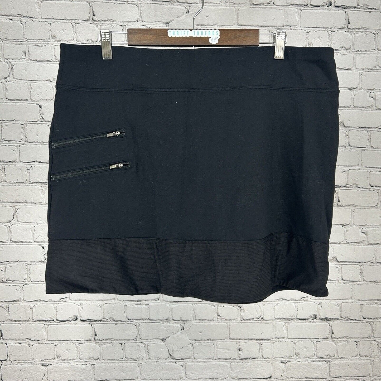 Athleta Black Elastic Waistband Athletic Skort With Zipper Pockets Women Size XL