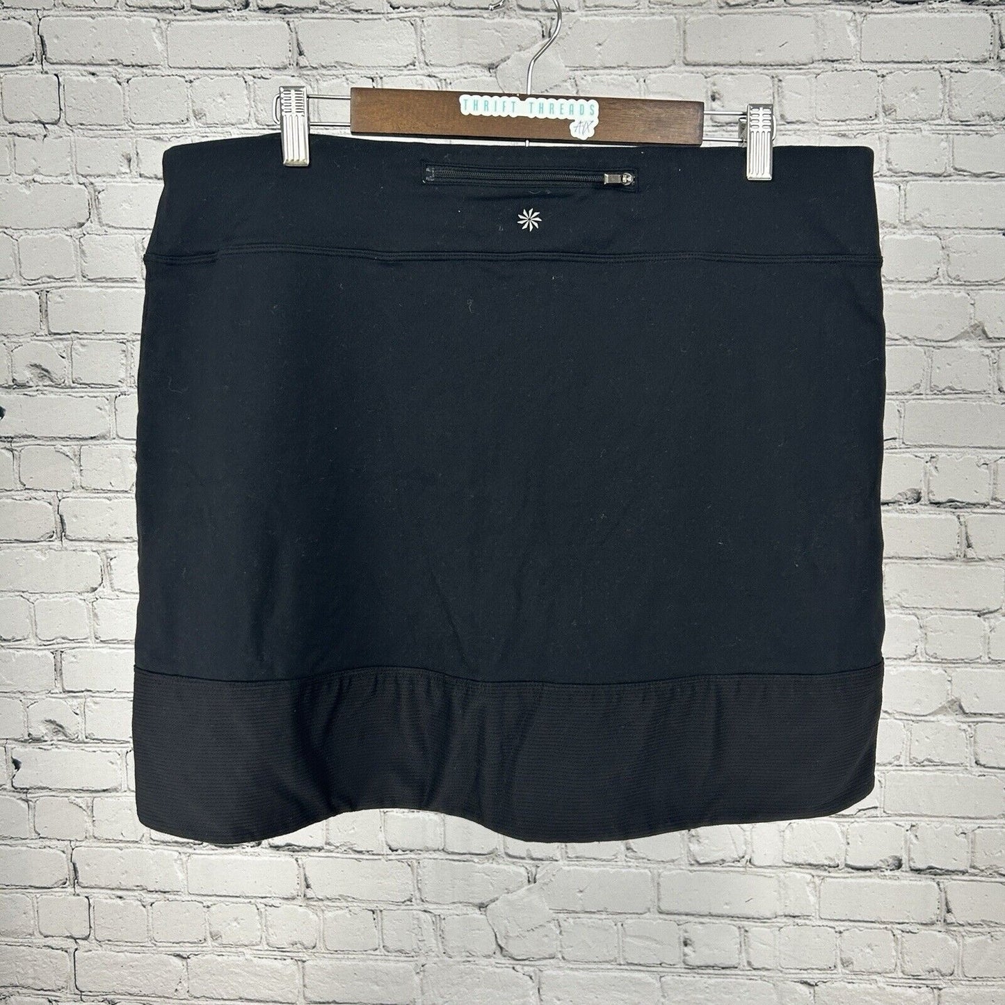 Athleta Black Elastic Waistband Athletic Skort With Zipper Pockets Women Size XL