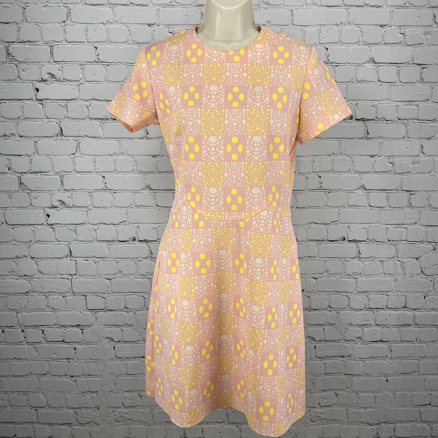 VTG Kenny Classics Pink Retro Unlined Zipped Stretch Sheath Dress Size Small S