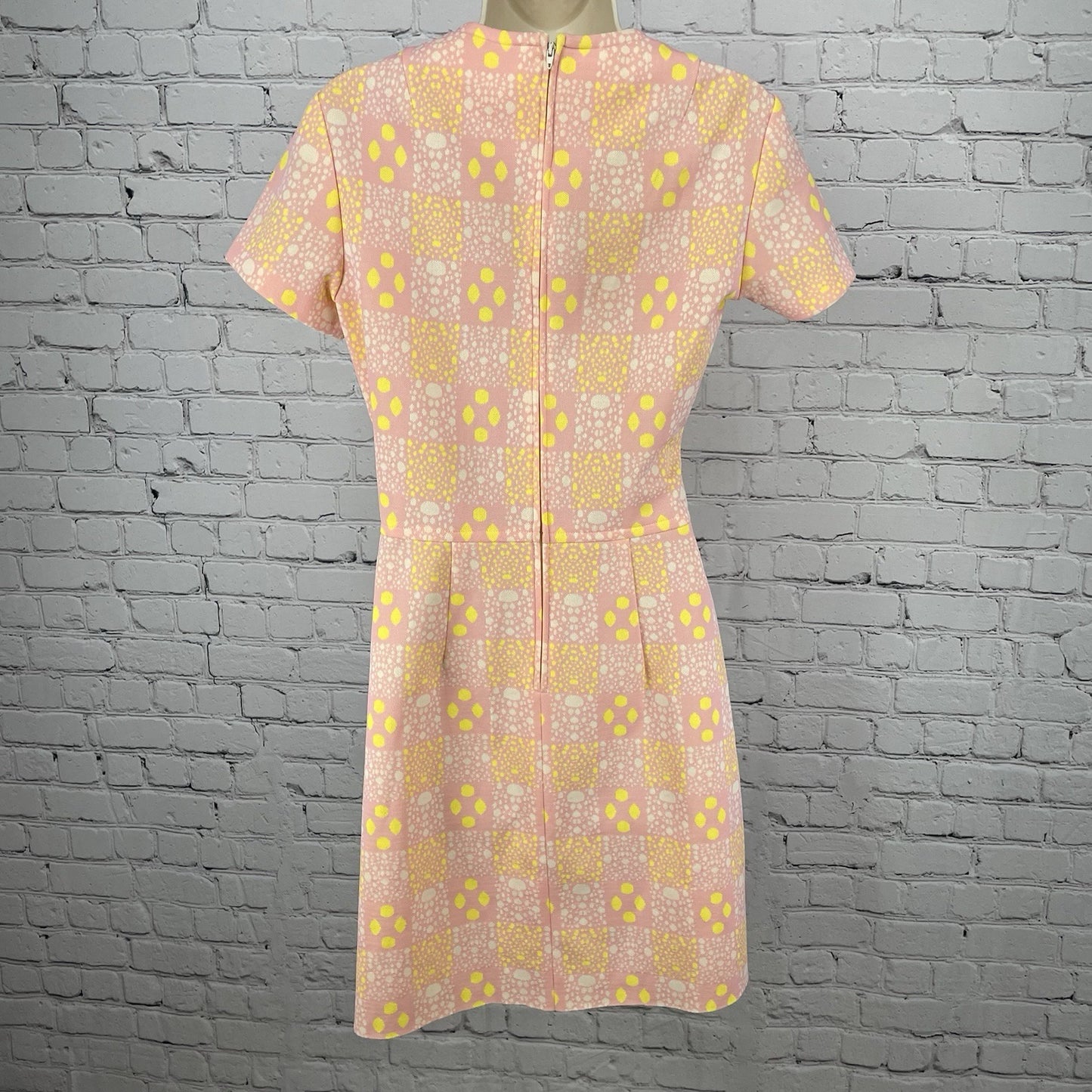 VTG Kenny Classics Pink Retro Unlined Zipped Stretch Sheath Dress Size Small S