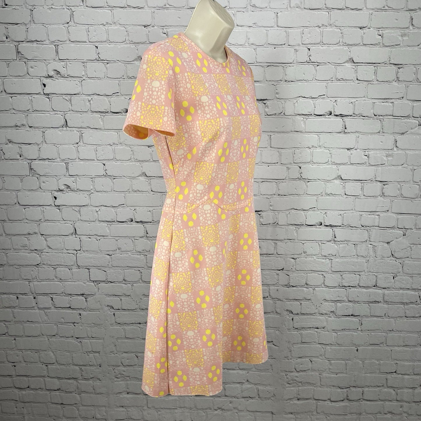 VTG Kenny Classics Pink Retro Unlined Zipped Stretch Sheath Dress Size Small S