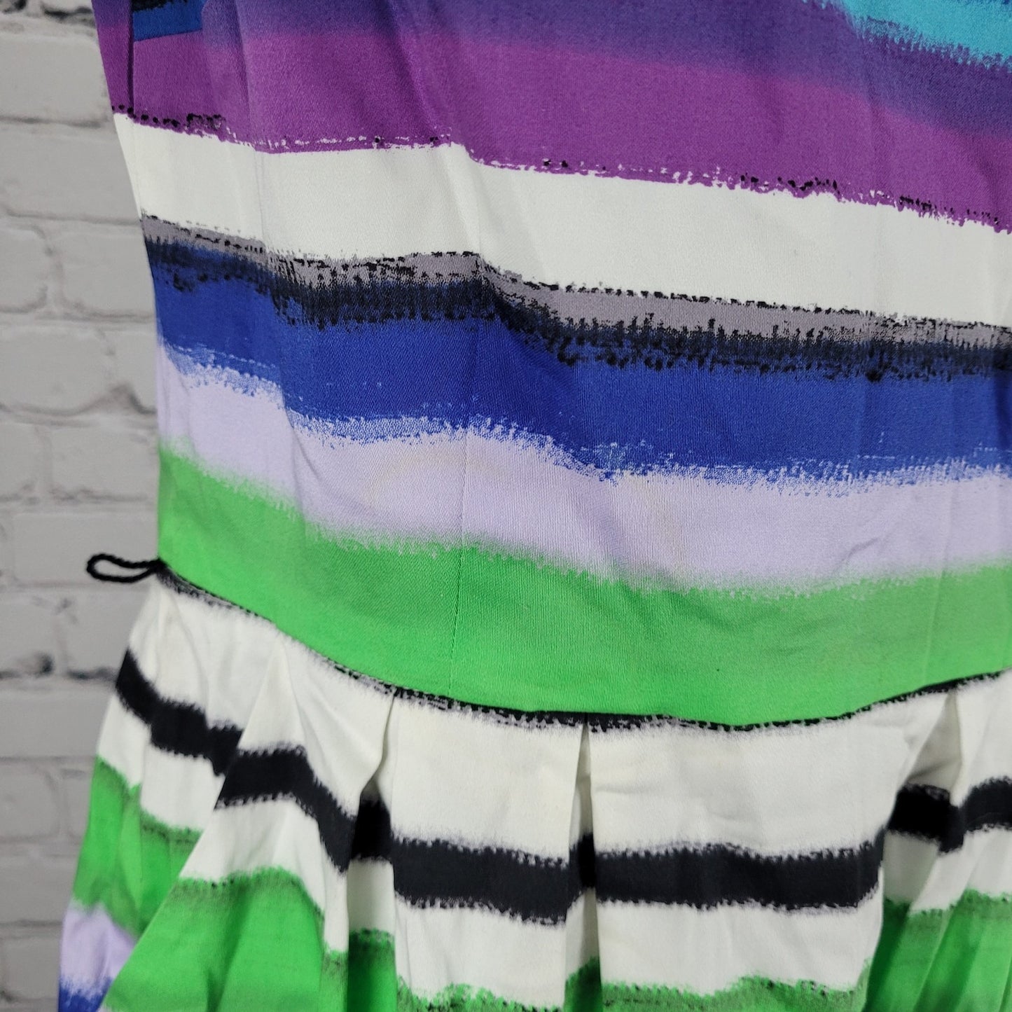 NWD London Times Multicolor Striped Stretch Asymmetrical Shoulder Dress Size 8