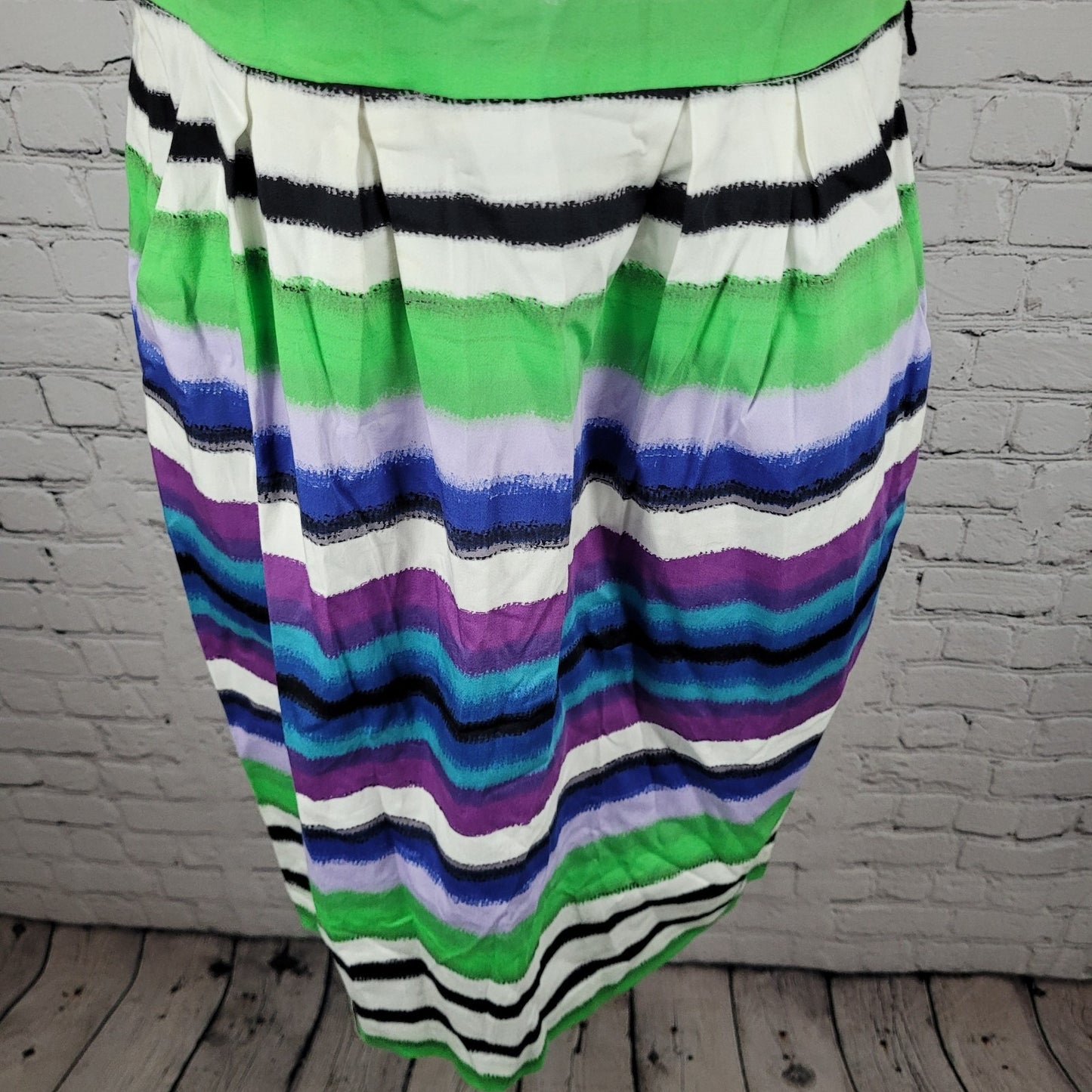 NWD London Times Multicolor Striped Stretch Asymmetrical Shoulder Dress Size 8