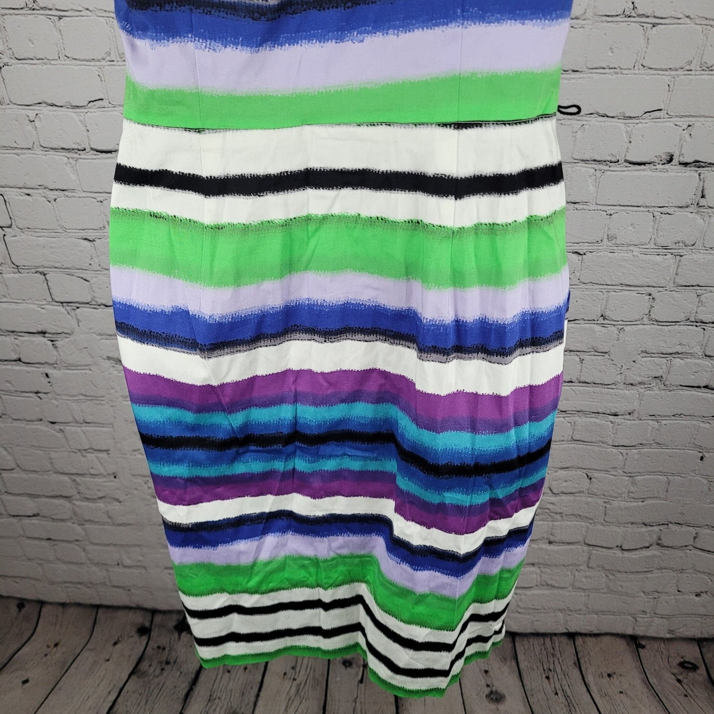 NWD London Times Multicolor Striped Stretch Asymmetrical Shoulder Dress Size 8