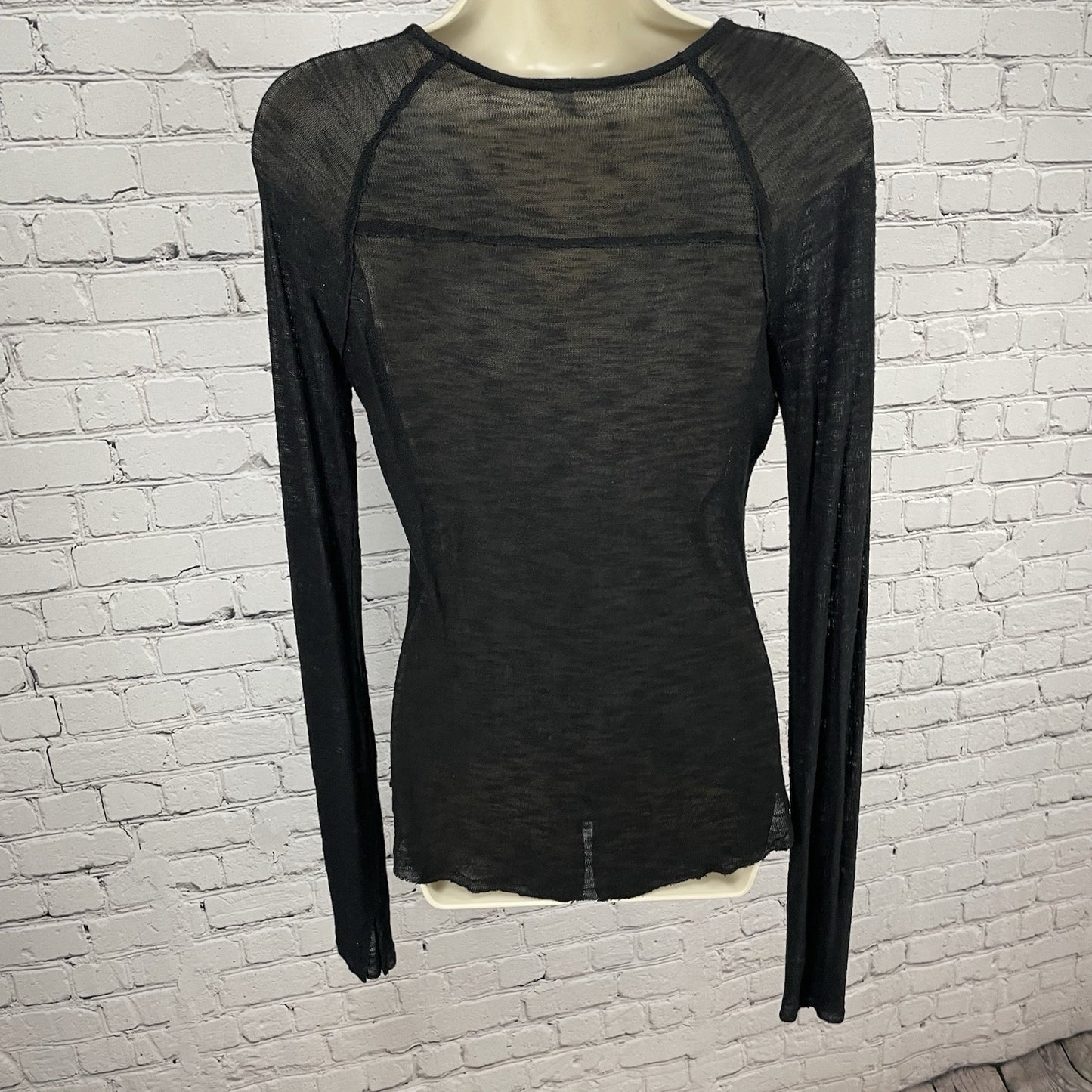 Intimately Free People Black Lightweight Semi Sheer Sweater Top Size Medium