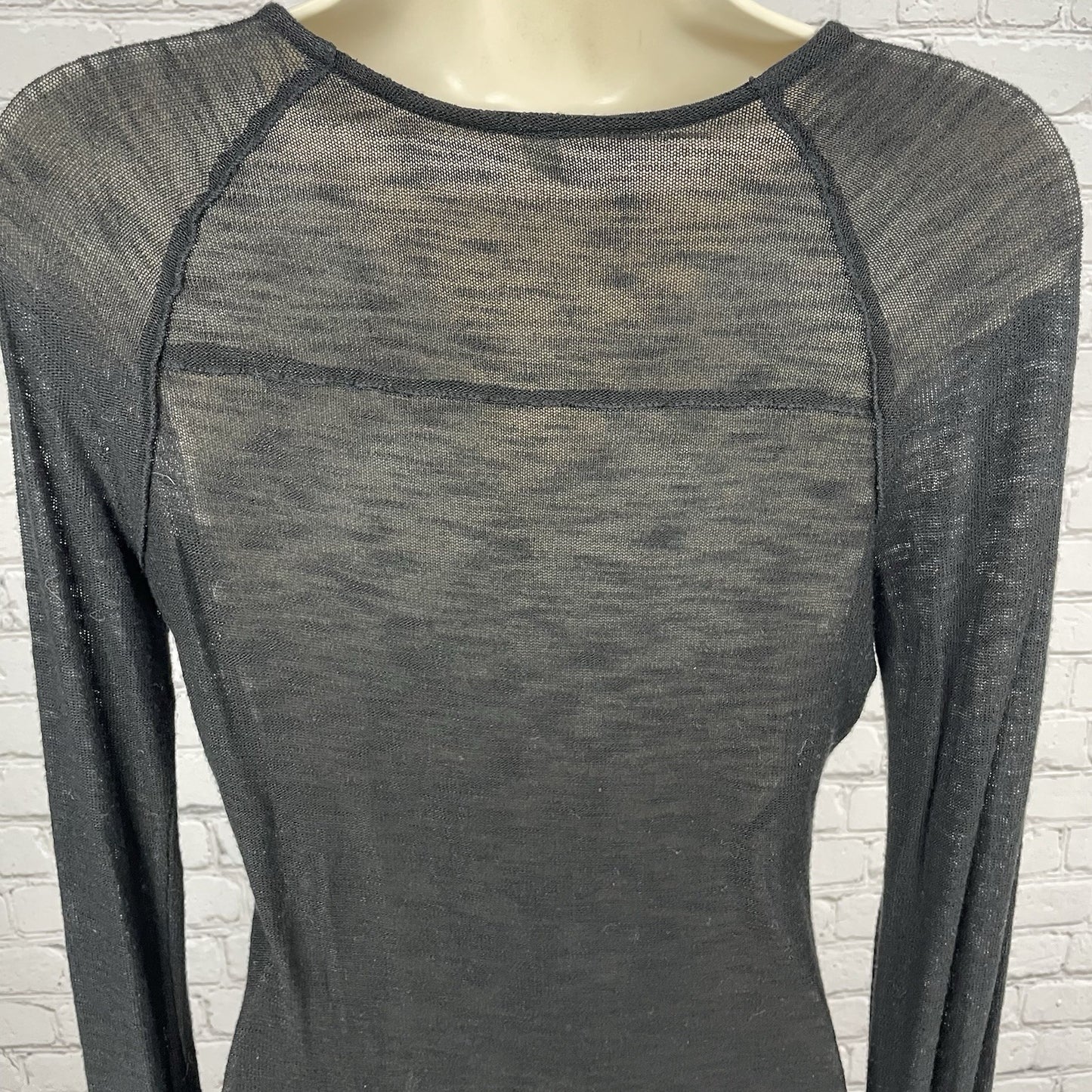 Intimately Free People Black Lightweight Semi Sheer Sweater Top Size Medium