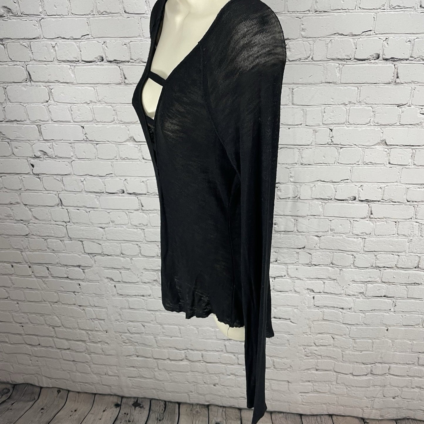 Intimately Free People Black Lightweight Semi Sheer Sweater Top Size Medium
