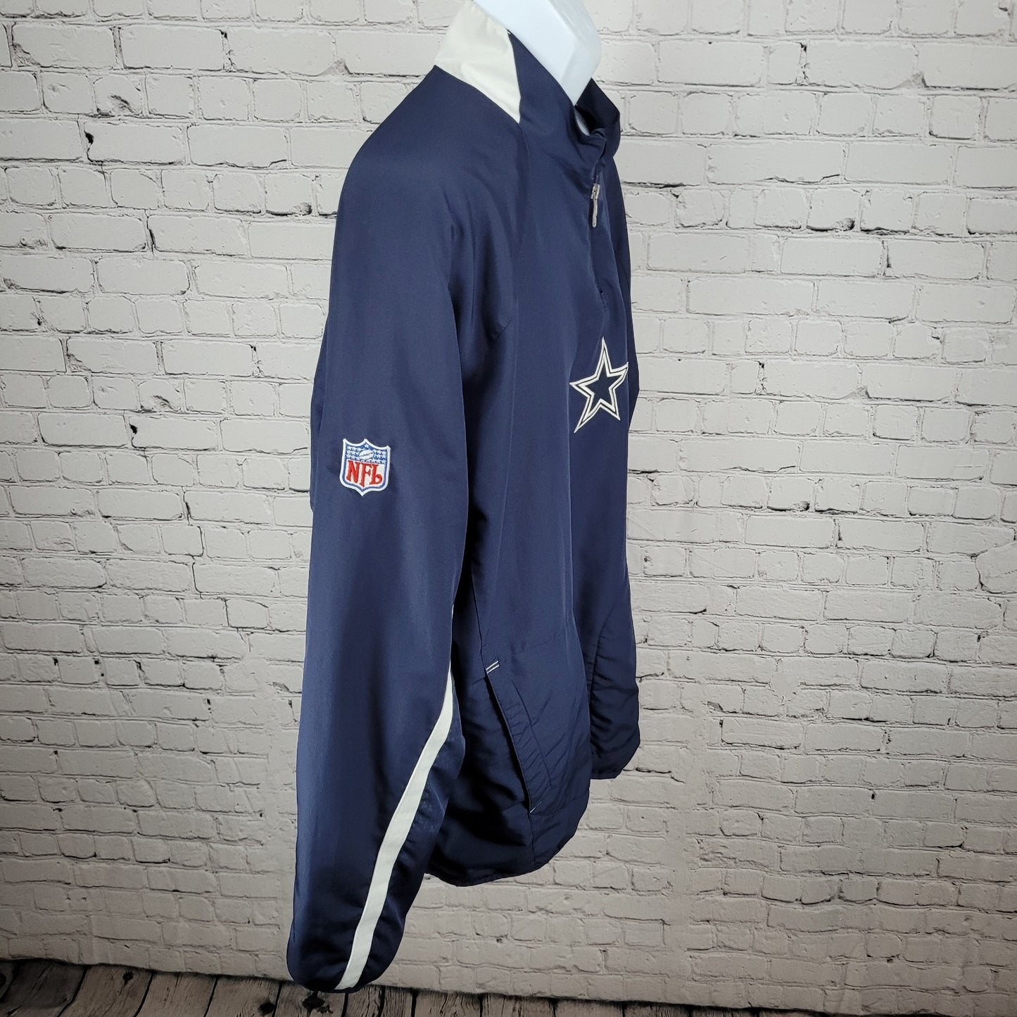Reebok Navy NFL Cowboys Authentic Sideline Lightweight Pullover 1/4 Zip Size XL