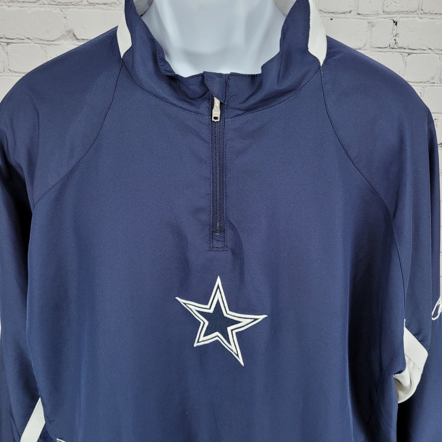 Reebok Navy NFL Cowboys Authentic Sideline Lightweight Pullover 1/4 Zip Size XL