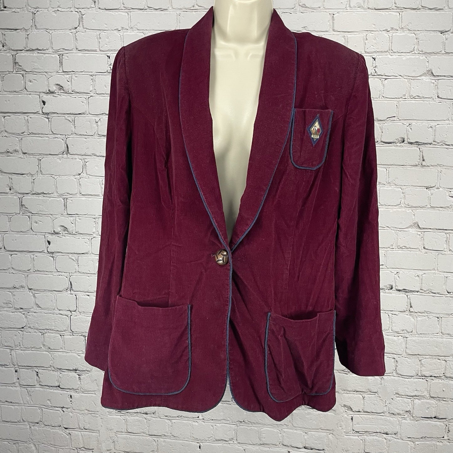 VTG Lindsey Scott Sport Purple Corduroy Golf Blazer Jacket USA Made Size 8