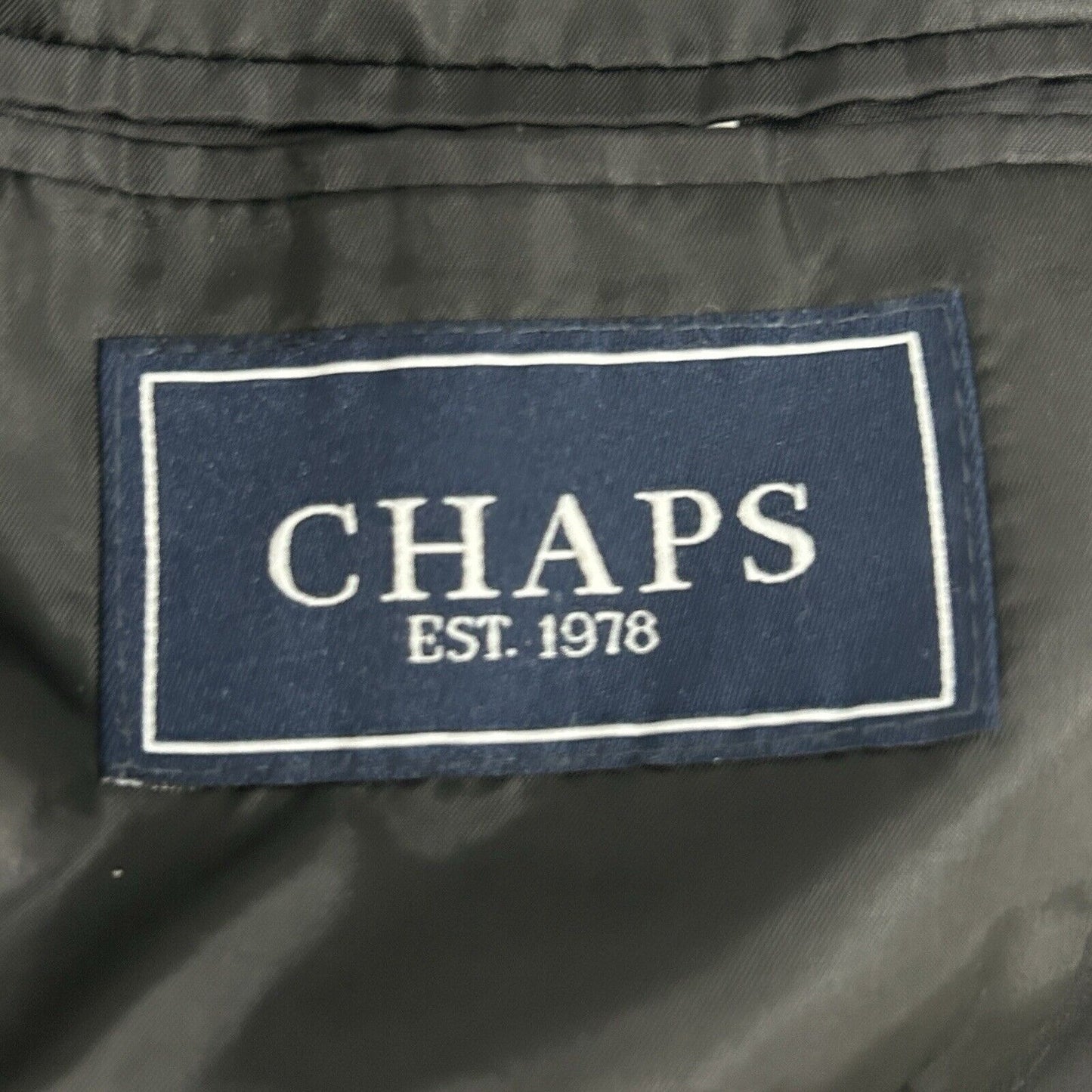 Chaps Solid Black 2 Button Single Vented Collared Suit Jacket Men’s Size 40R