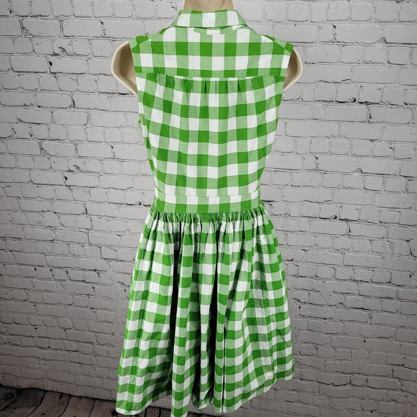 Bernie Dexter Green Check Retro Front Zip Fit & Flare Dress Rockabilly USA Small