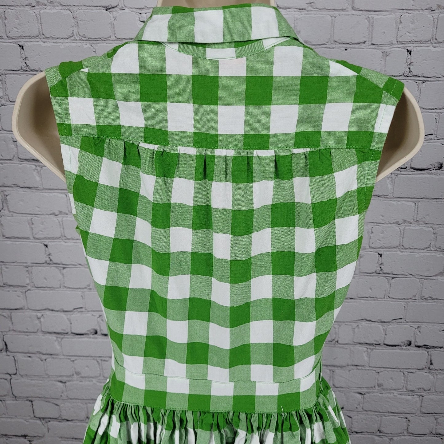 Bernie Dexter Green Check Retro Front Zip Fit & Flare Dress Rockabilly USA Small