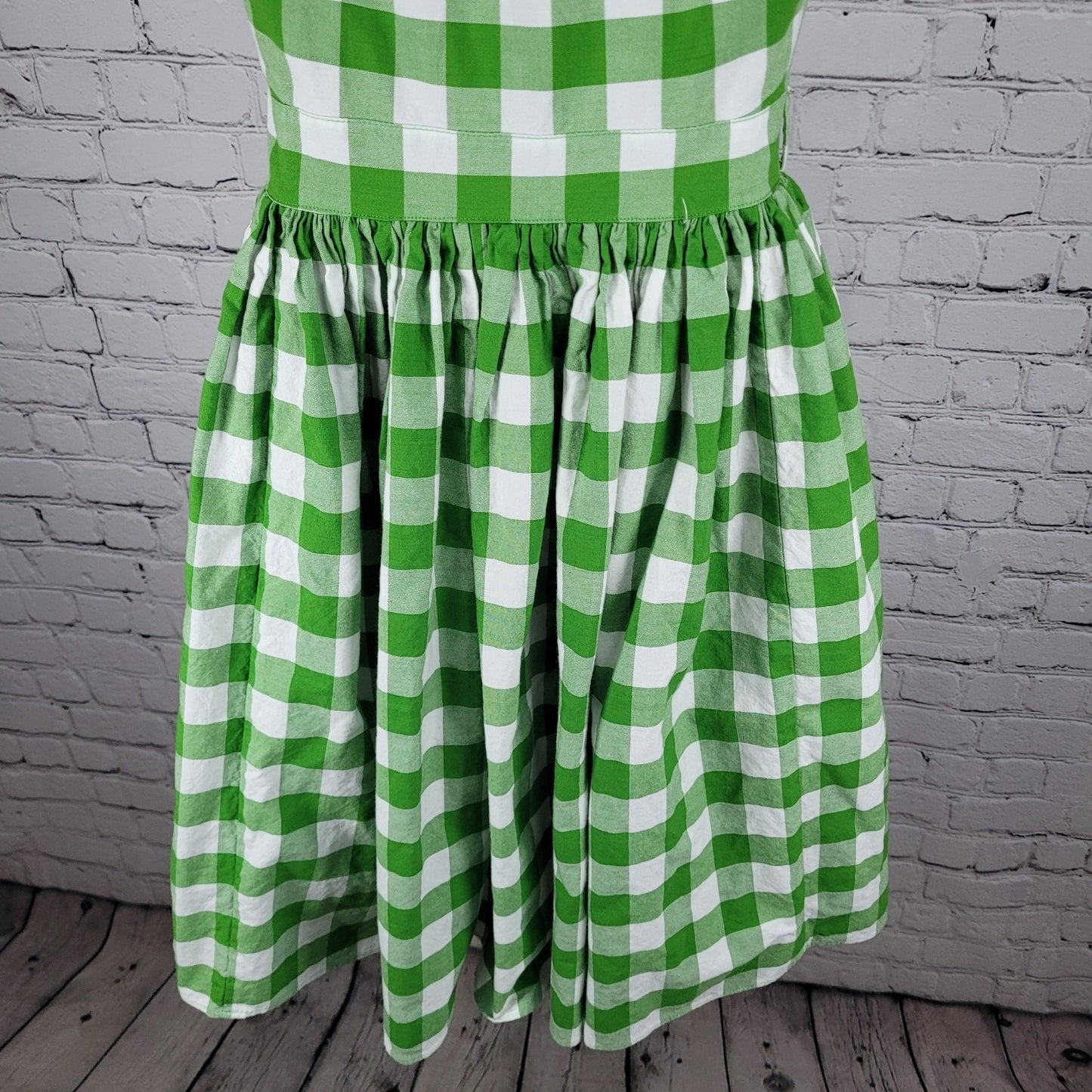 Bernie Dexter Green Check Retro Front Zip Fit & Flare Dress Rockabilly USA Small