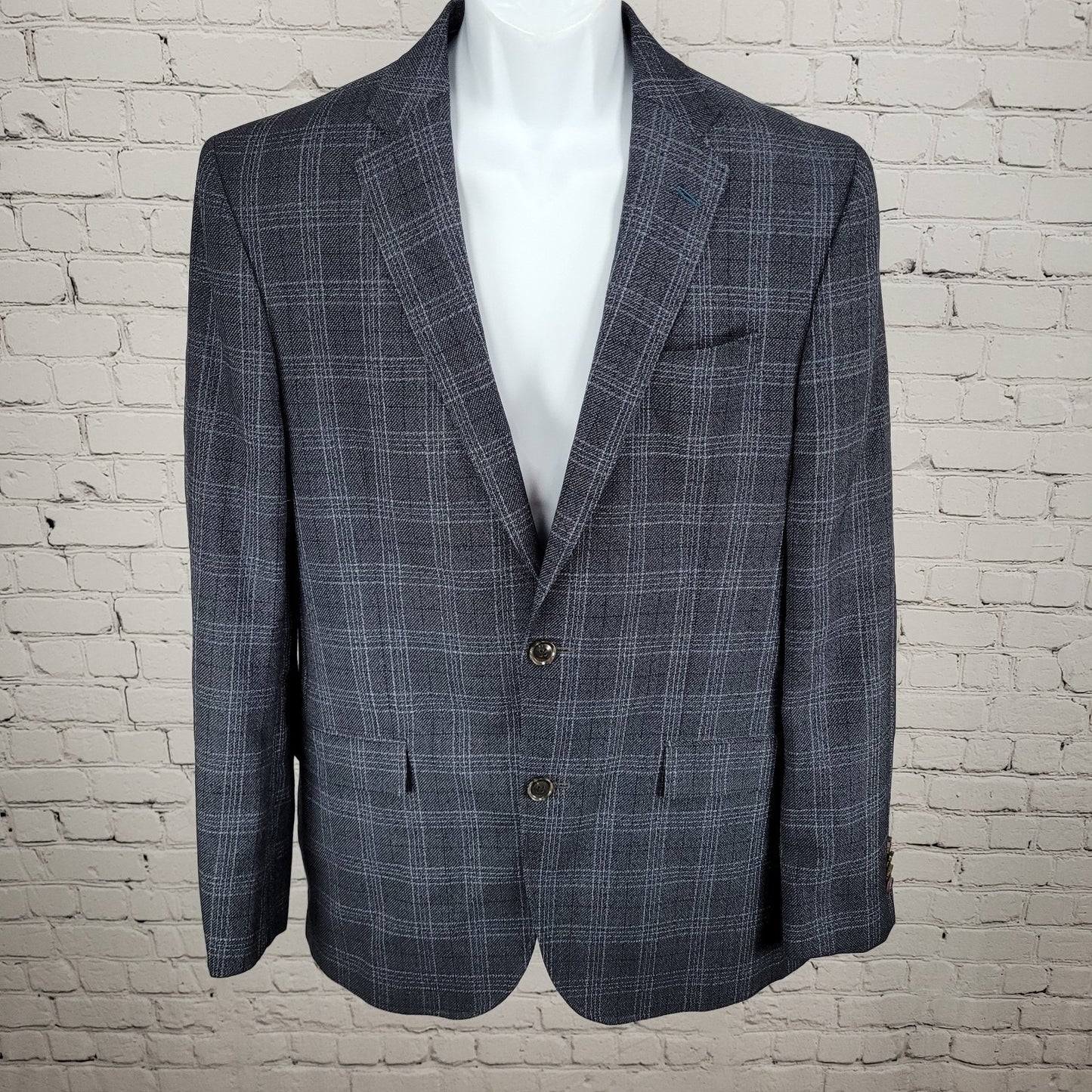 Ted Baker Grey 100% Wool Jay Check Endurance 2 Button Blazer Sport Coat Size 42