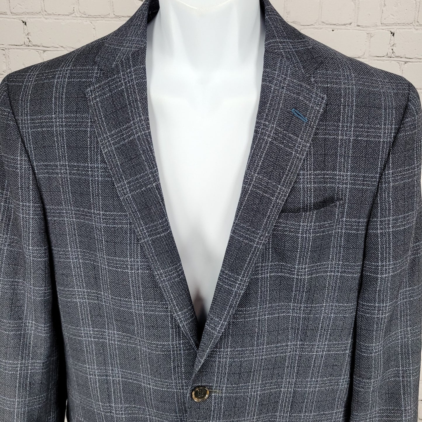 Ted Baker Grey 100% Wool Jay Check Endurance 2 Button Blazer Sport Coat Size 42
