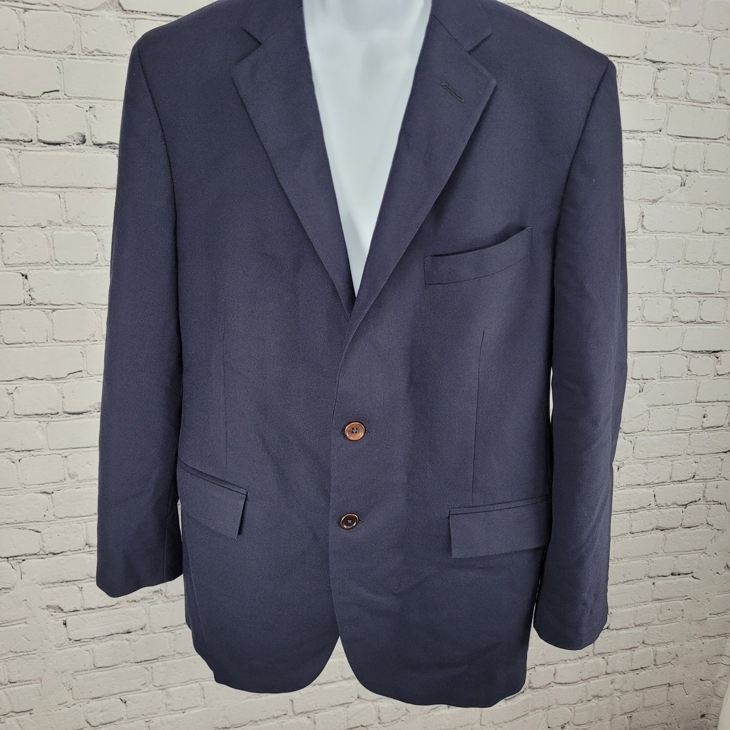 Brooks Brothers Navy Wool 346 Regent Fit 2 Button Blazer Sport Coat 42R *defects