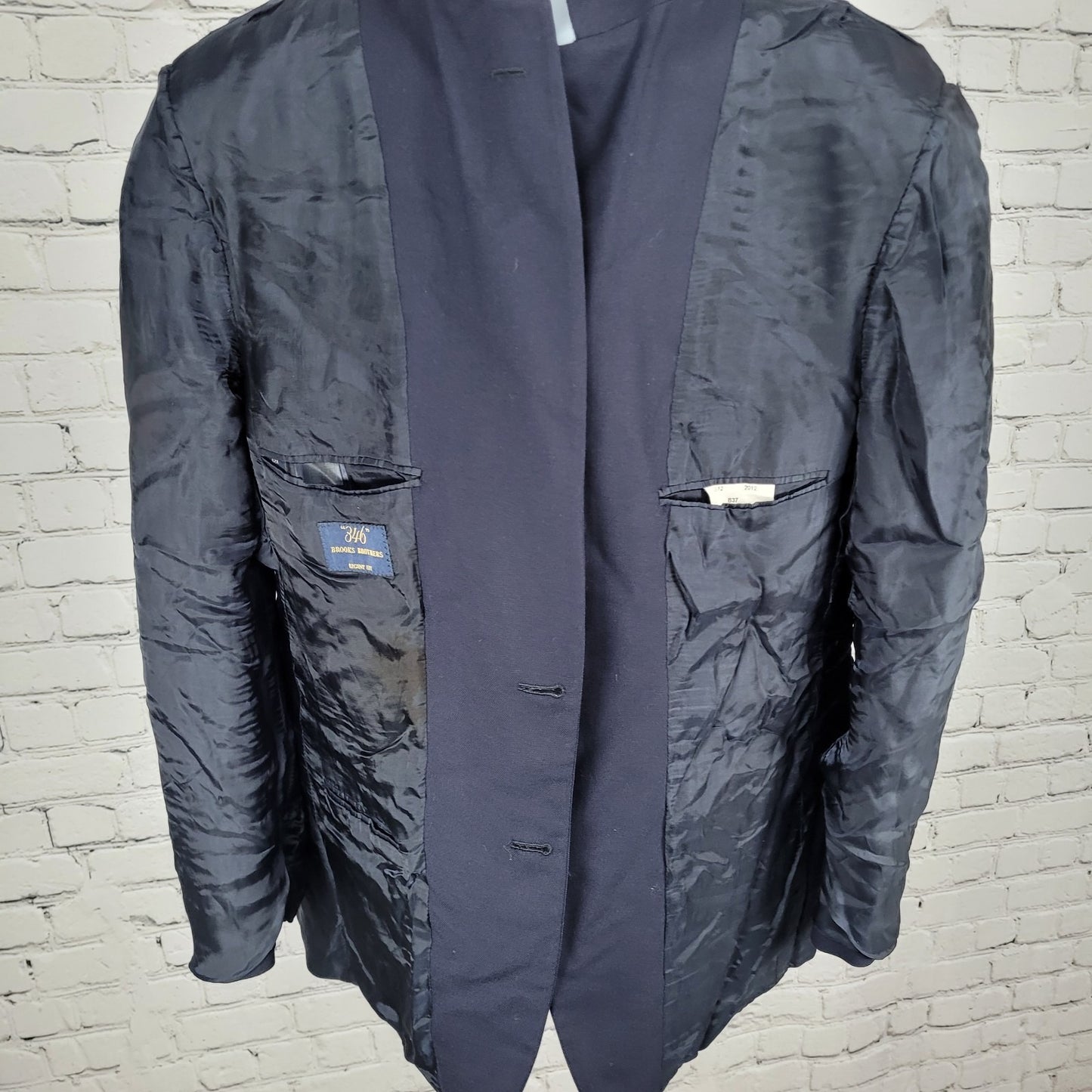 Brooks Brothers Navy Wool 346 Regent Fit 2 Button Blazer Sport Coat 42R *defects