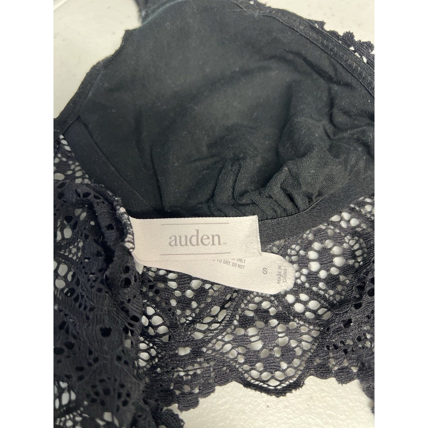Auden Black Lace Lightly Lined Bralette Strappy Wireless Women’s Size S