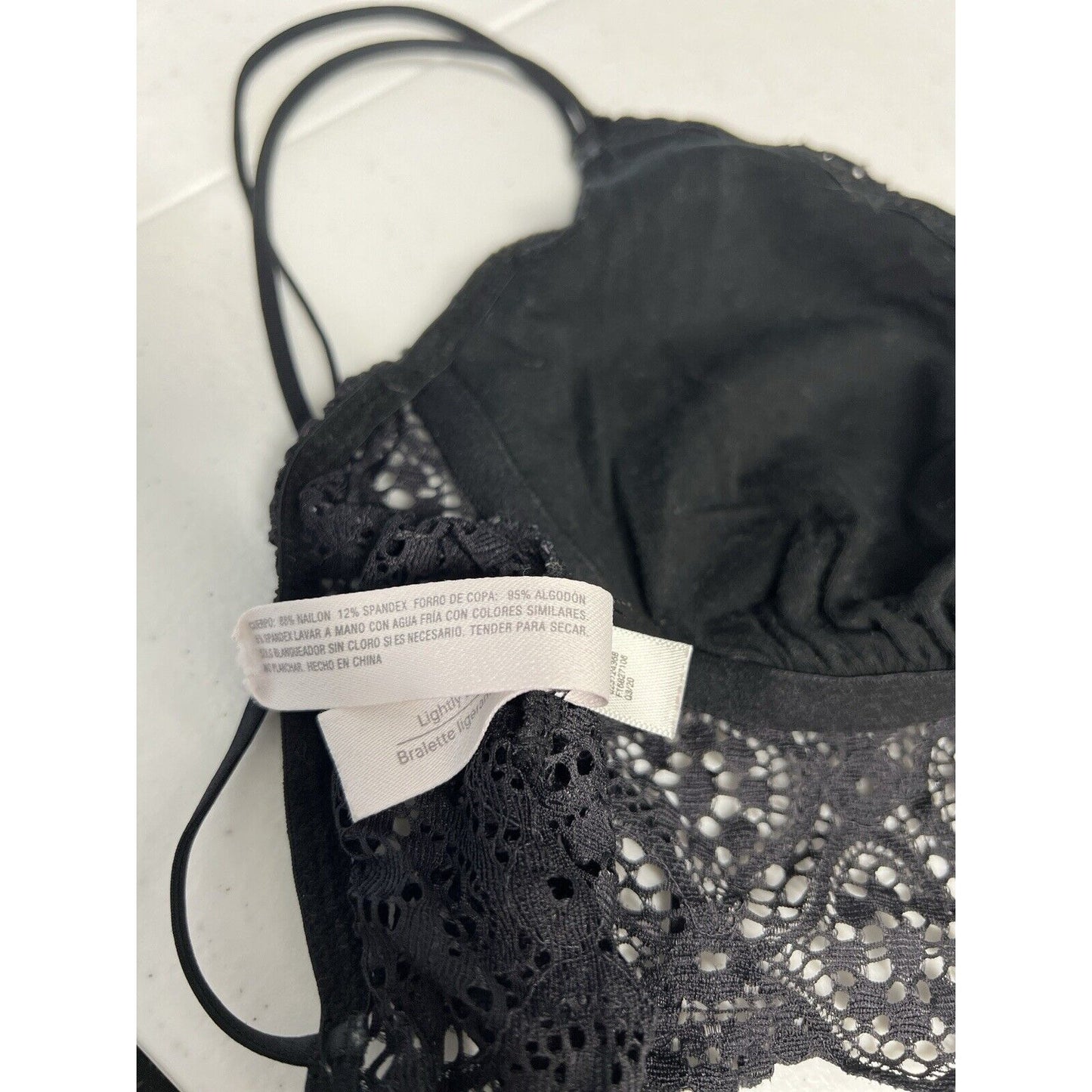 Auden Black Lace Lightly Lined Bralette Strappy Wireless Women’s Size S