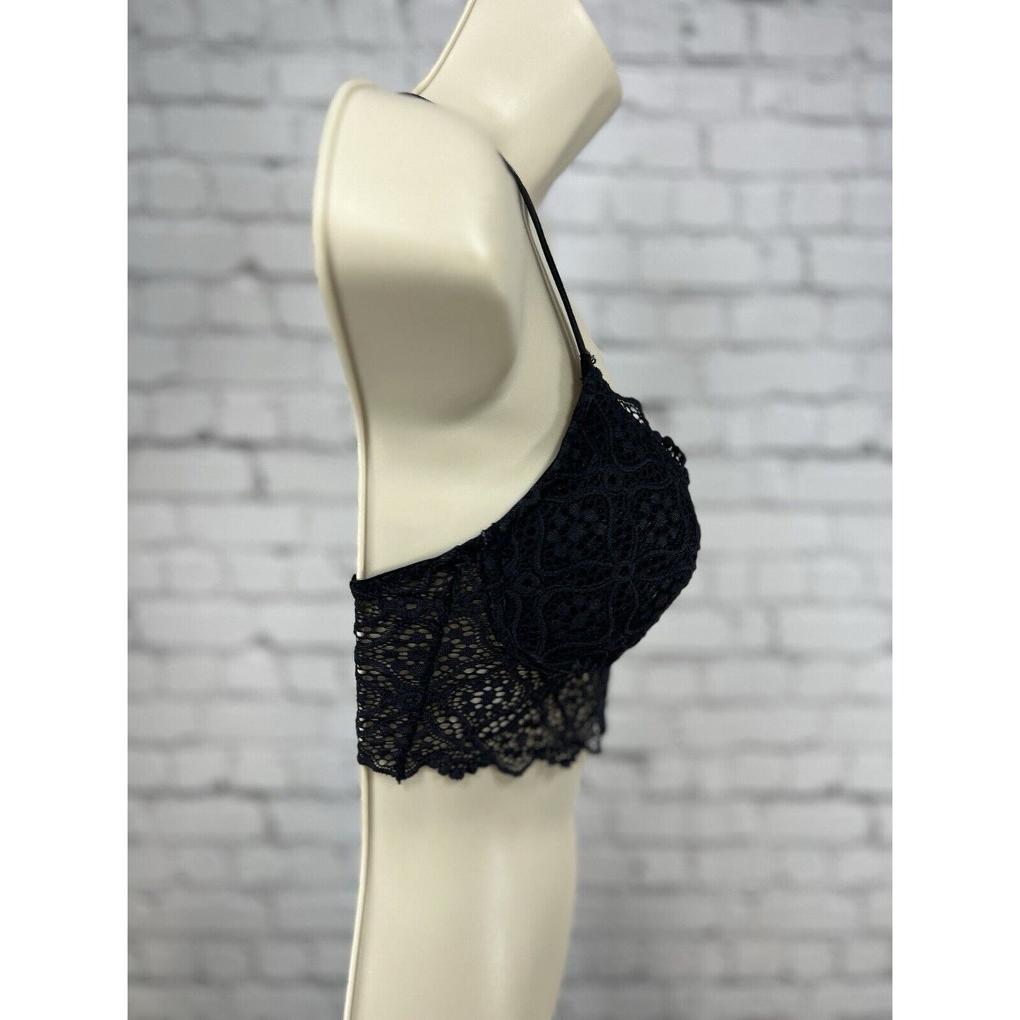 Auden Black Lace Lightly Lined Bralette Strappy Wireless Women’s Size S
