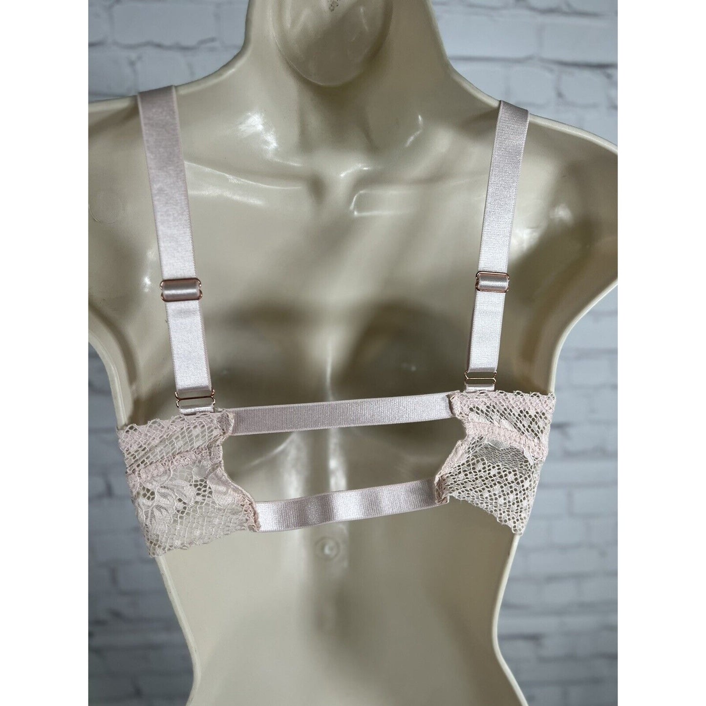 Danskin Intimates Blush Classic Lace Lightly Padded Bralette Rose Gold Detail M