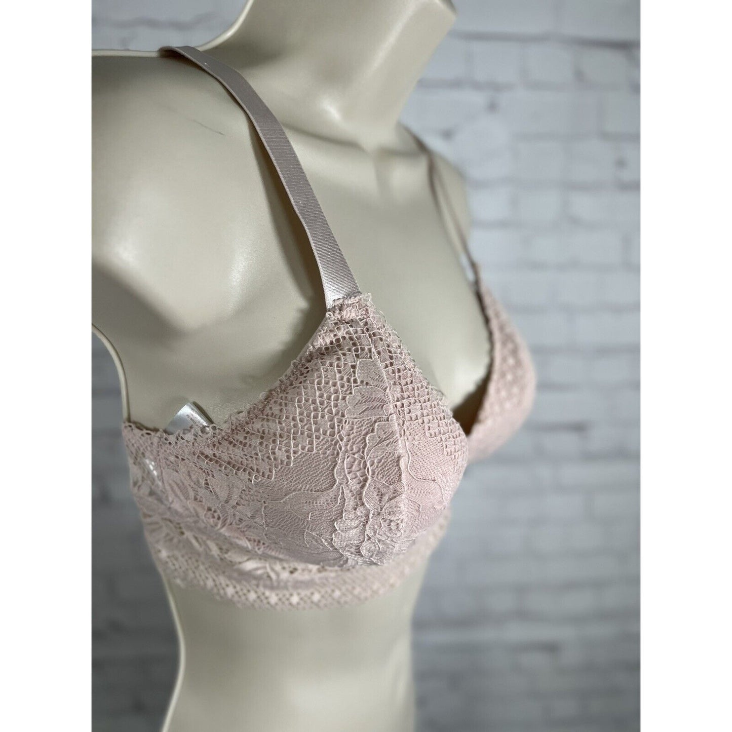 Danskin Intimates Blush Classic Lace Lightly Padded Bralette Rose Gold Detail M