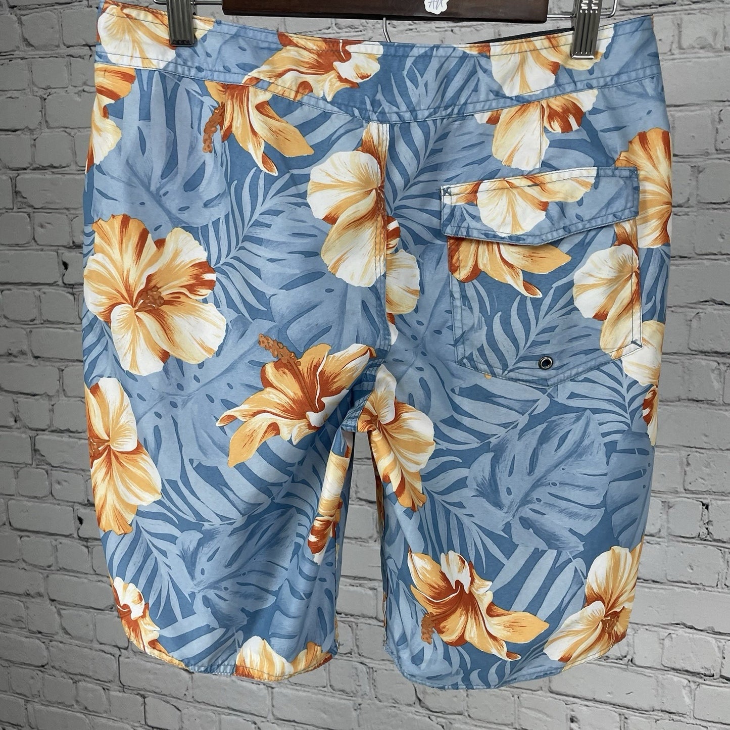 Quiksilver Blue Tropical Floral Dry Flight Board Shorts Swim Trunks Size 30