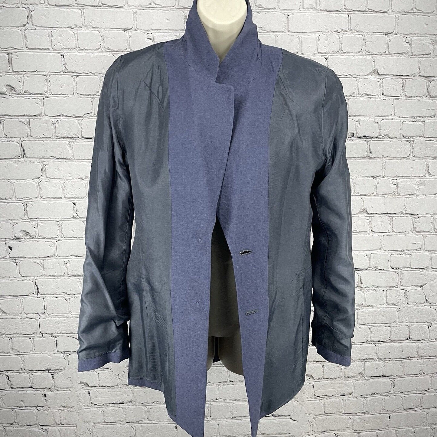Talbots Blue 100% Worsted Wool Blazer Jacket Pockets 2 Button Lined USA Size 8