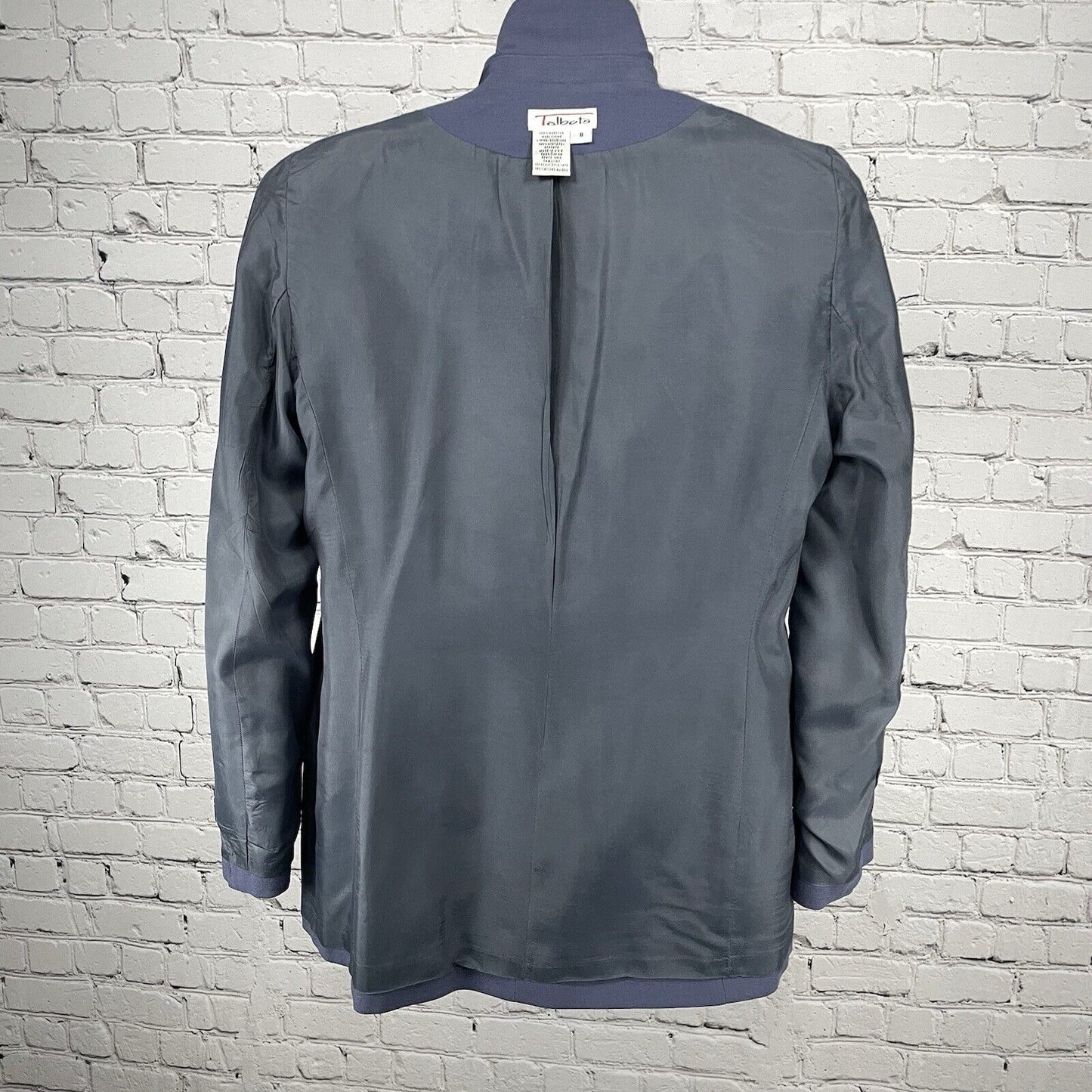 Talbots Blue 100% Worsted Wool Blazer Jacket Pockets 2 Button Lined USA Size 8