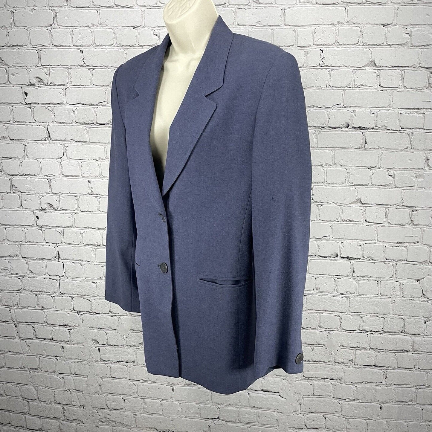 Talbots Blue 100% Worsted Wool Blazer Jacket Pockets 2 Button Lined USA Size 8