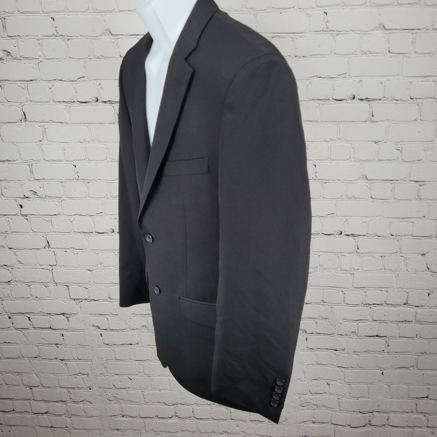 Pronto Uomo Platinum Black 100% Wool 2 Button Notch Vented Blazer Size 38R