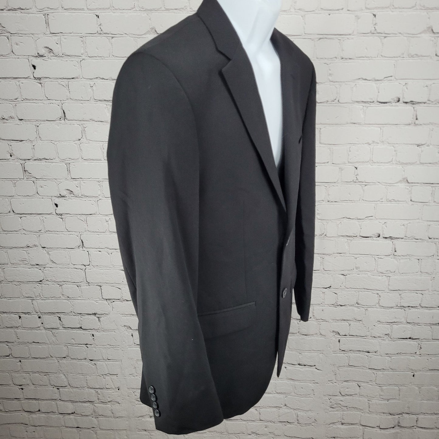 Pronto Uomo Platinum Black 100% Wool 2 Button Notch Vented Blazer Size 38R