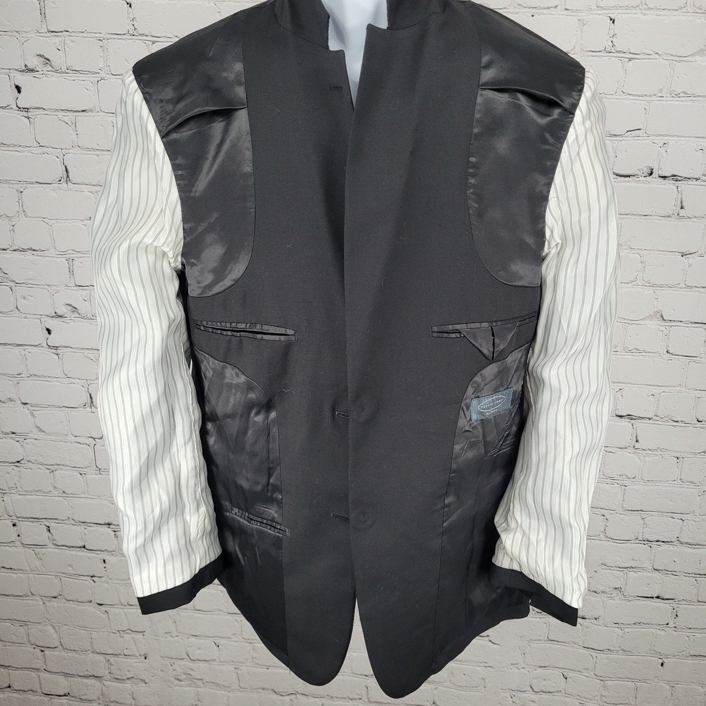 Pronto Uomo Platinum Black 100% Wool 2 Button Notch Vented Blazer Size 38R