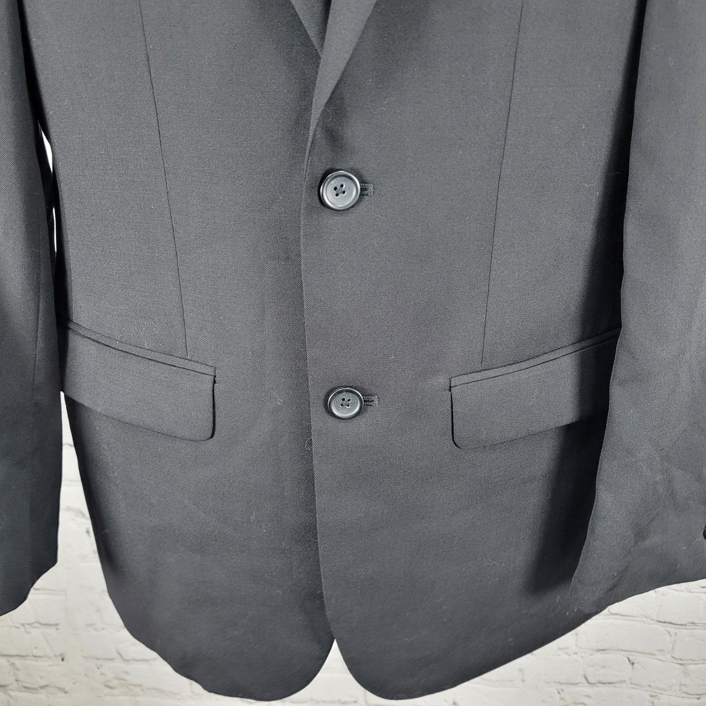 Pronto Uomo Platinum Black 100% Wool 2 Button Notch Vented Blazer Size 38R