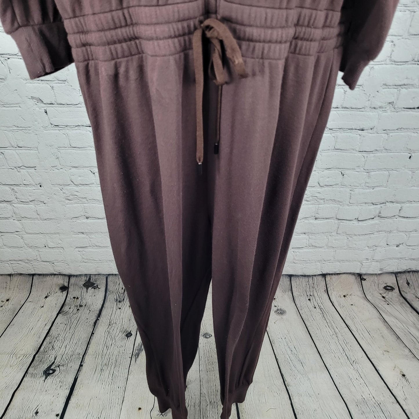 CALIA Brown Drawstring Soft Long Sleeve Jogger Sweatpants Jumpsuit Jumper Large