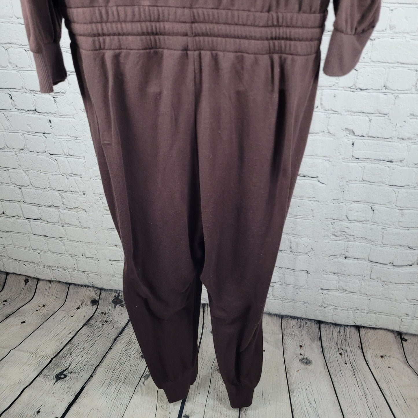 CALIA Brown Drawstring Soft Long Sleeve Jogger Sweatpants Jumpsuit Jumper Large