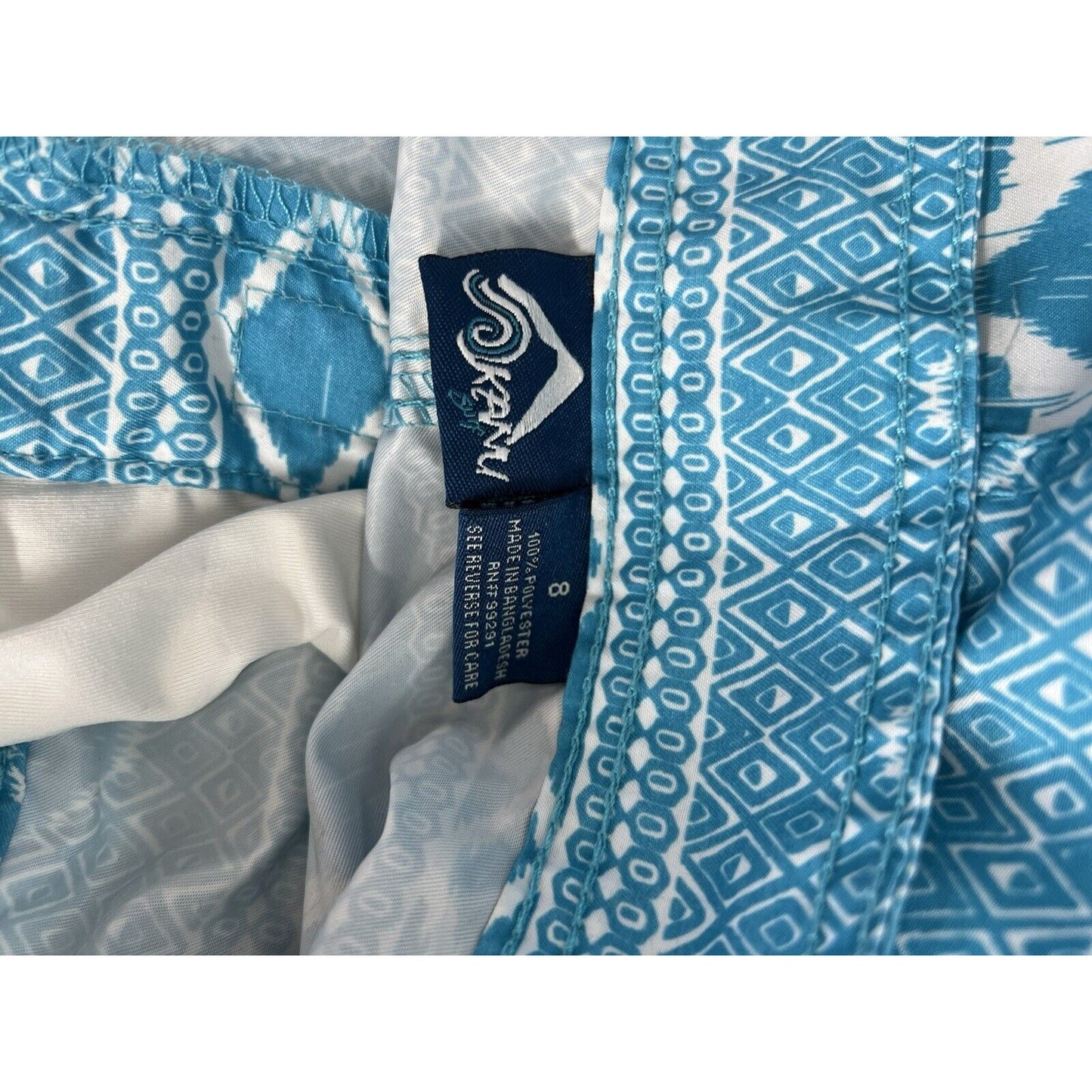 OKAMI SURF Mens Swim Trunks Blue Pockets Beach Casual Surfing Size 8 (32”x 9”)