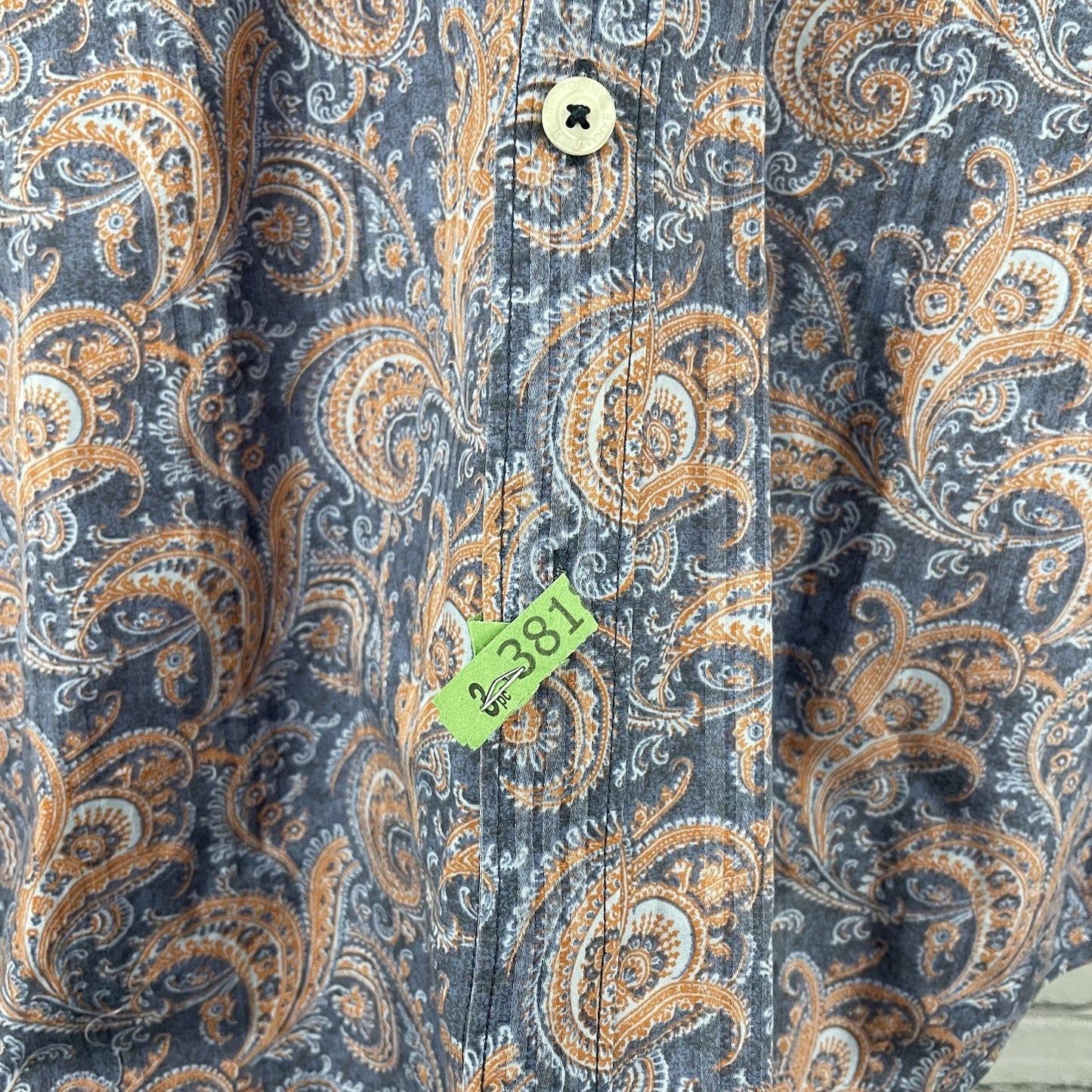 Tommy Bahama Blue Paisley Button Down Collar Long Sleeve Cotton Shirt Small S