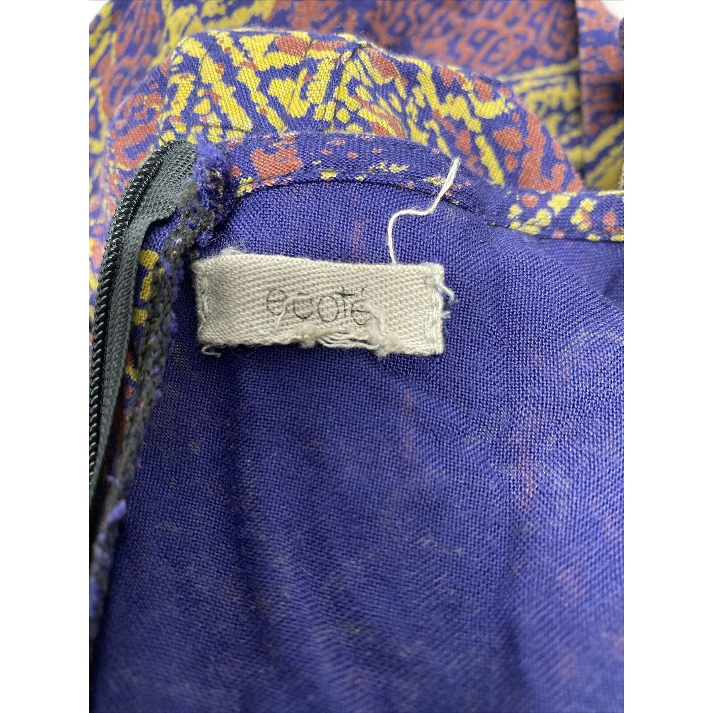 Ecote Urban Outfitters Blue Aztec Print Blouson Back Zip Knee Length Dress S