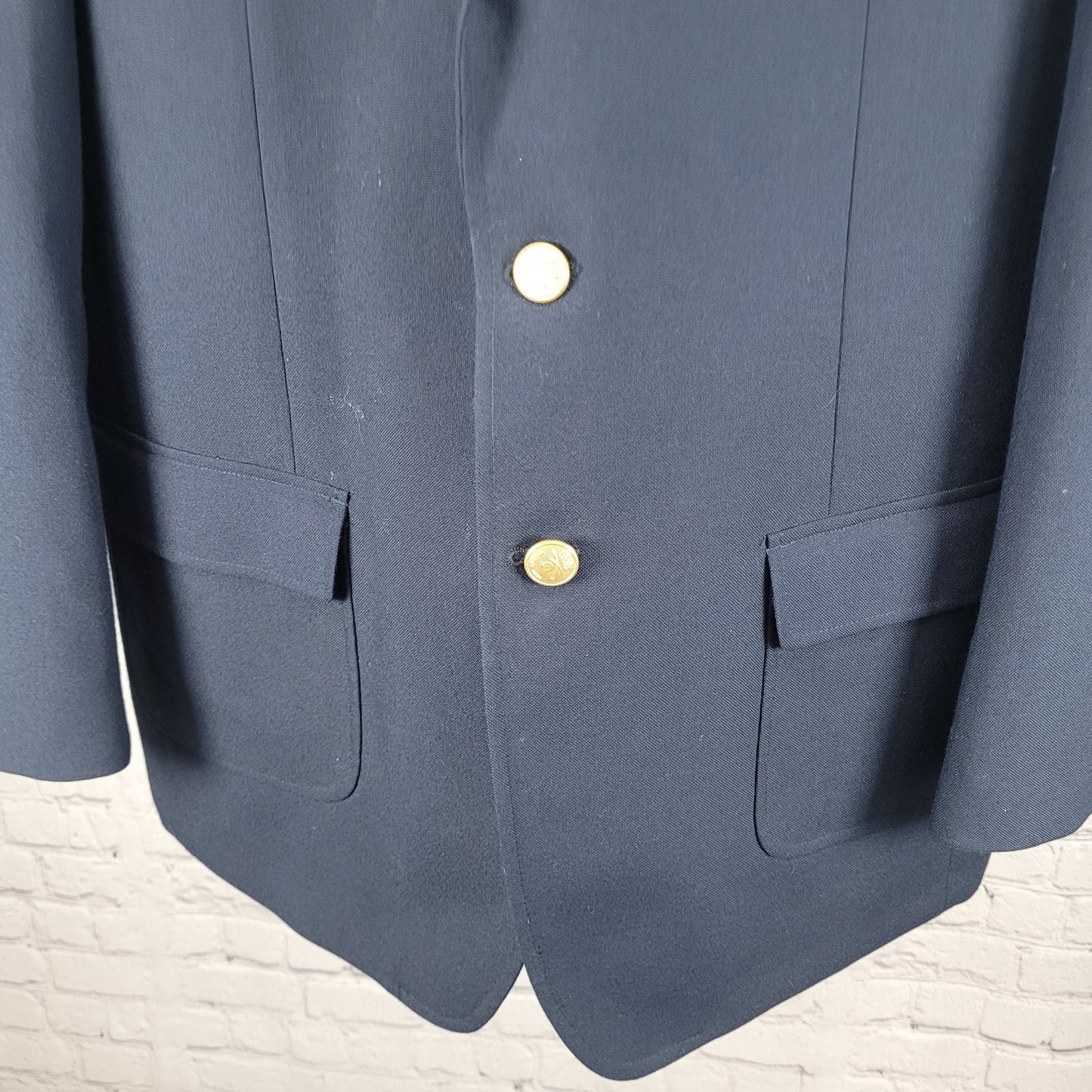 Orvis Navy Gold Button Single Vented Notch Blazer Jacket Size 44L