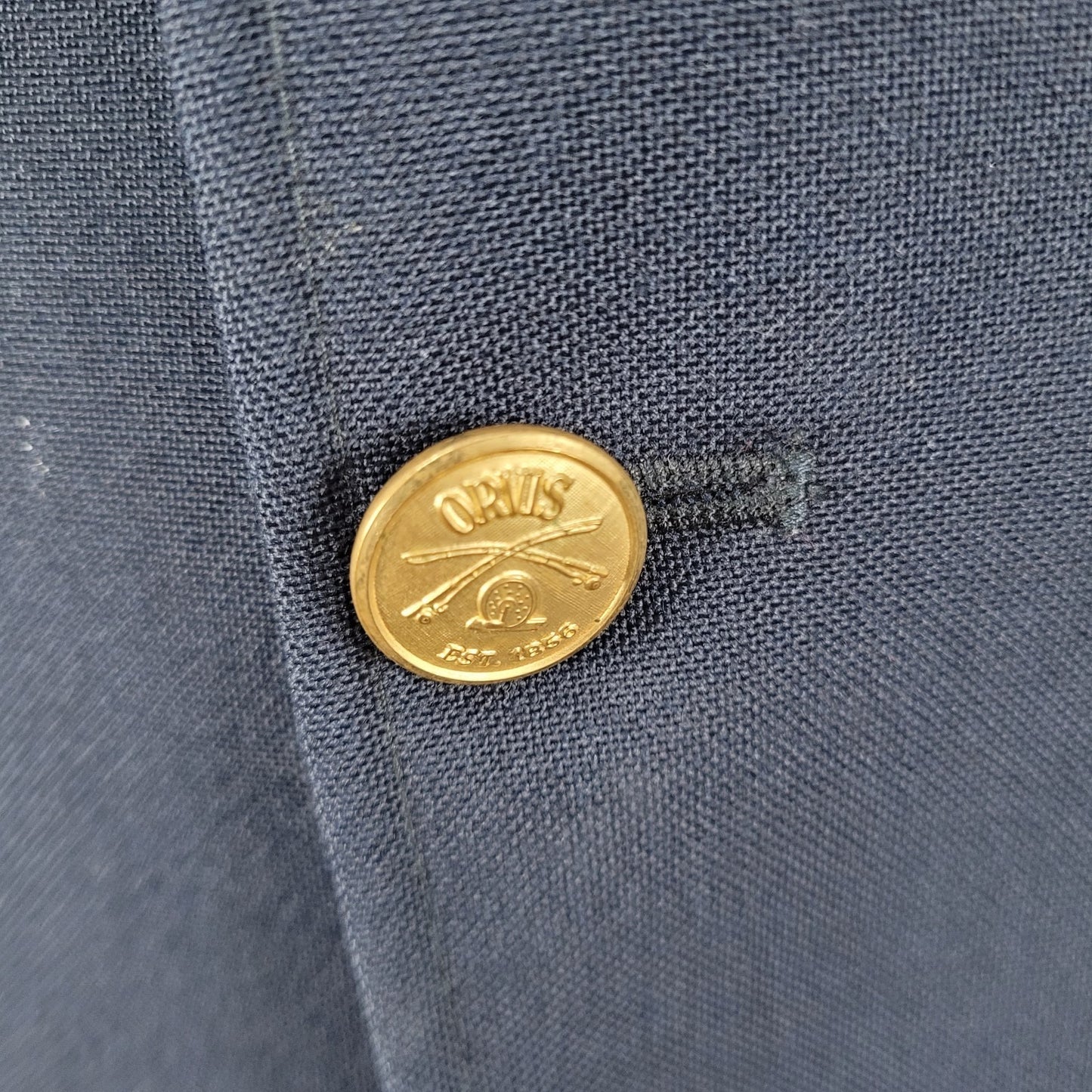 Orvis Navy Gold Button Single Vented Notch Blazer Jacket Size 44L