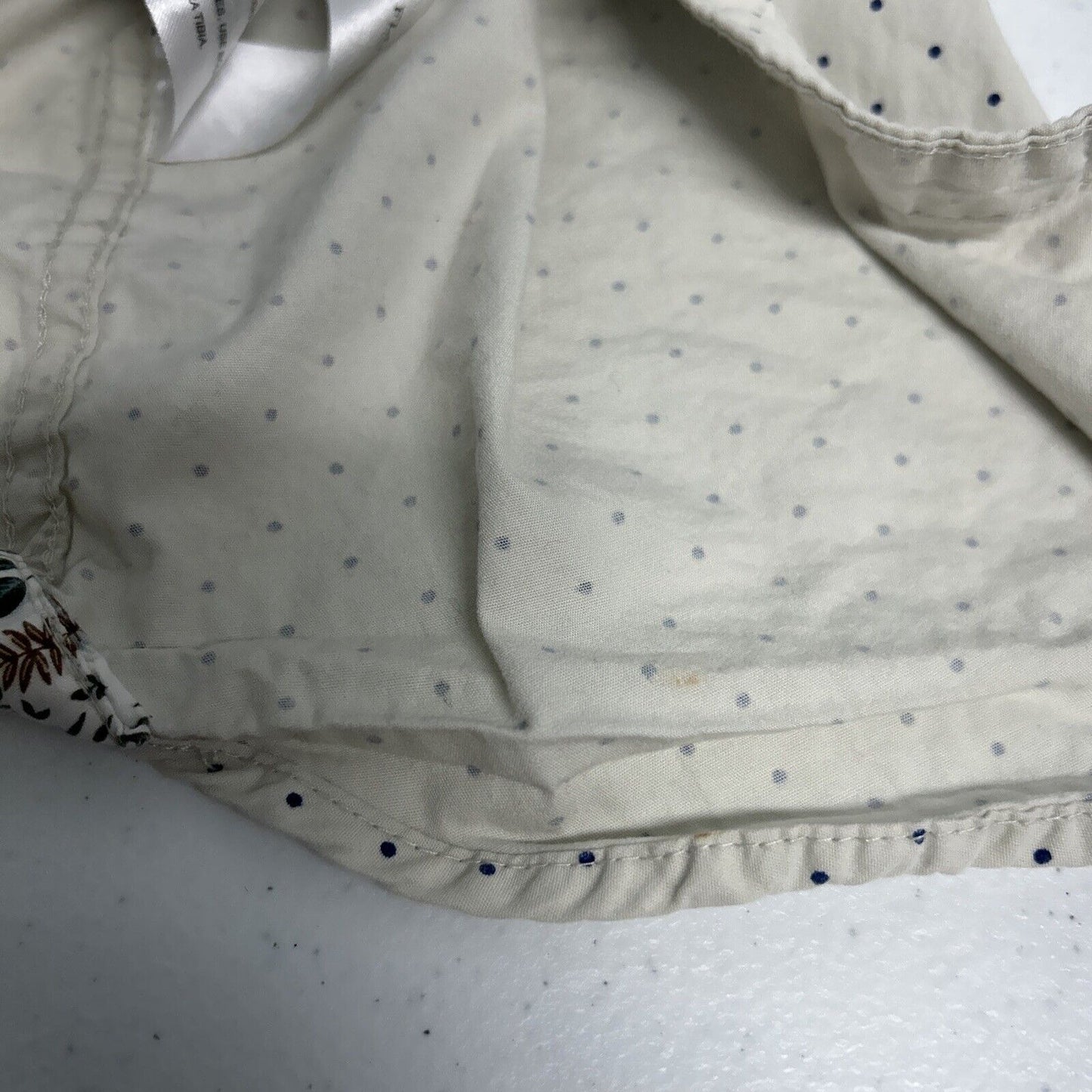 Denim & Flower Ricky Singh Short Sleeve Cream Blue Polka Dot Button Up Shirt S