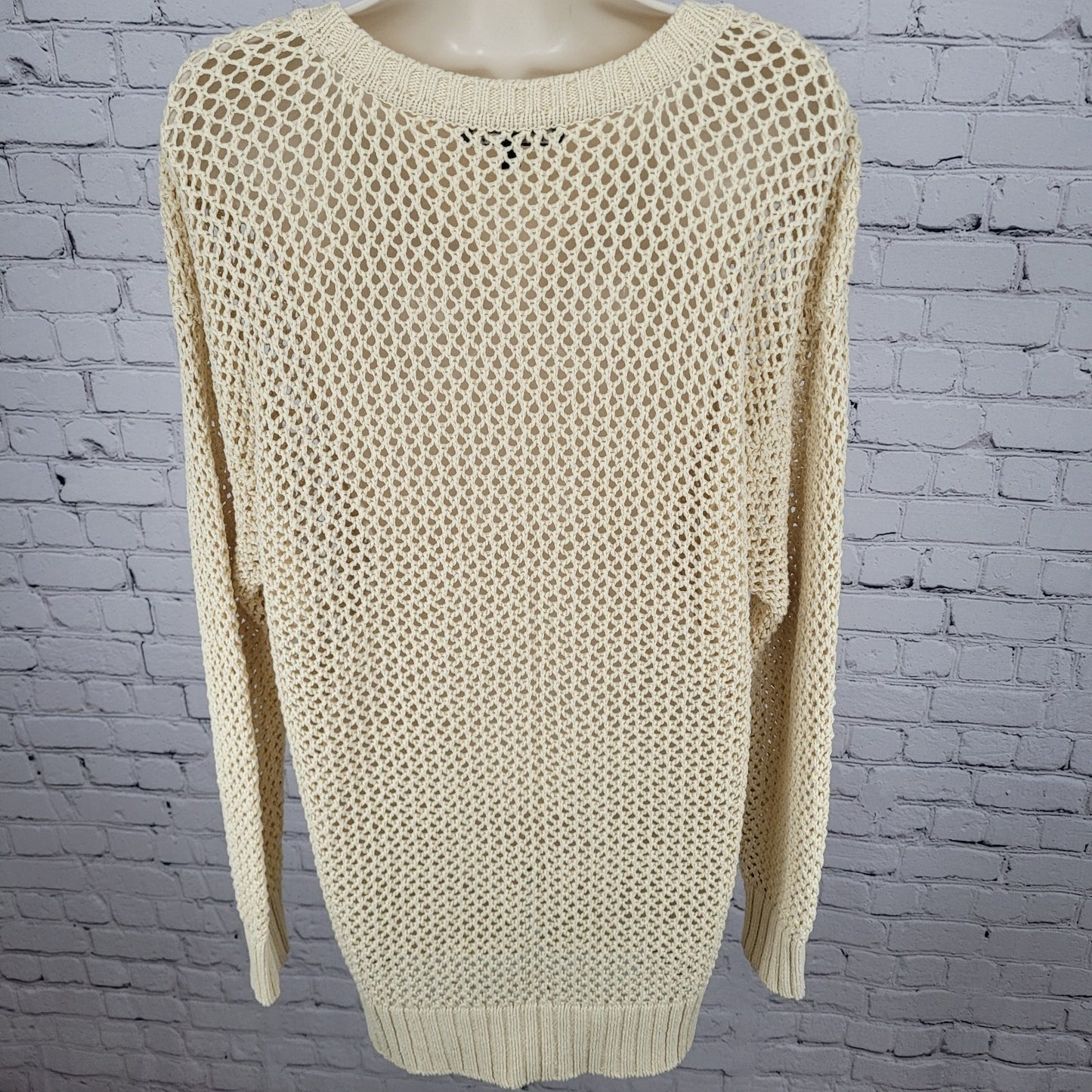 Tommy Bahama Denim Tan 100% Cotton Fishnet Beachy Sweater Dress Size Large L