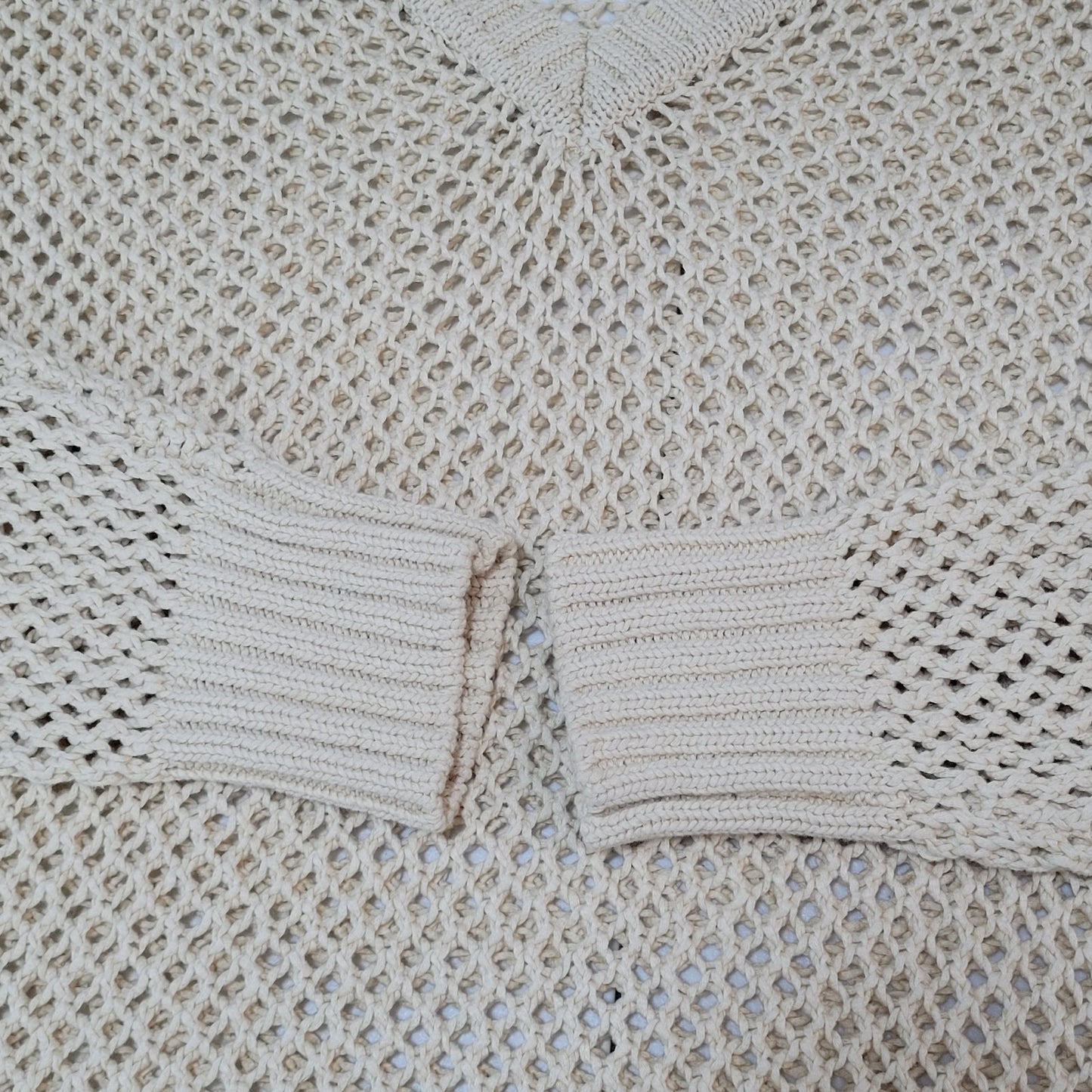 Tommy Bahama Denim Tan 100% Cotton Fishnet Beachy Sweater Dress Size Large L
