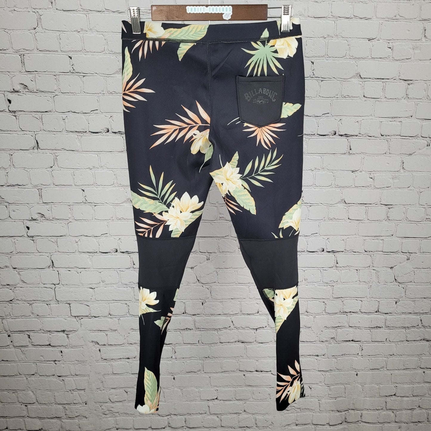 Billabong Black Wetsuit Recyclers Surf Capsule Floral Pants Large L (27x28)