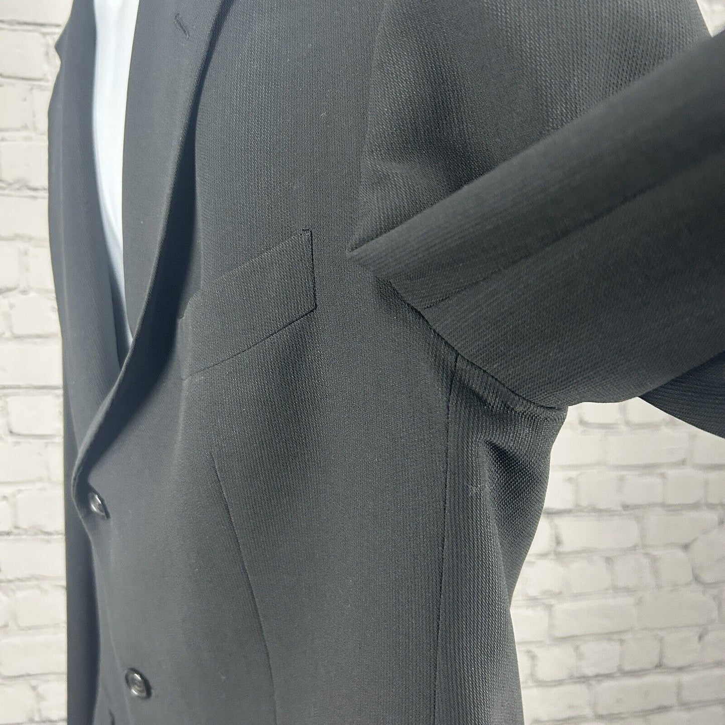 Yves Saint Laurent Solid Black 3 Button Ventless Suit Jacket Blazer Size 43L