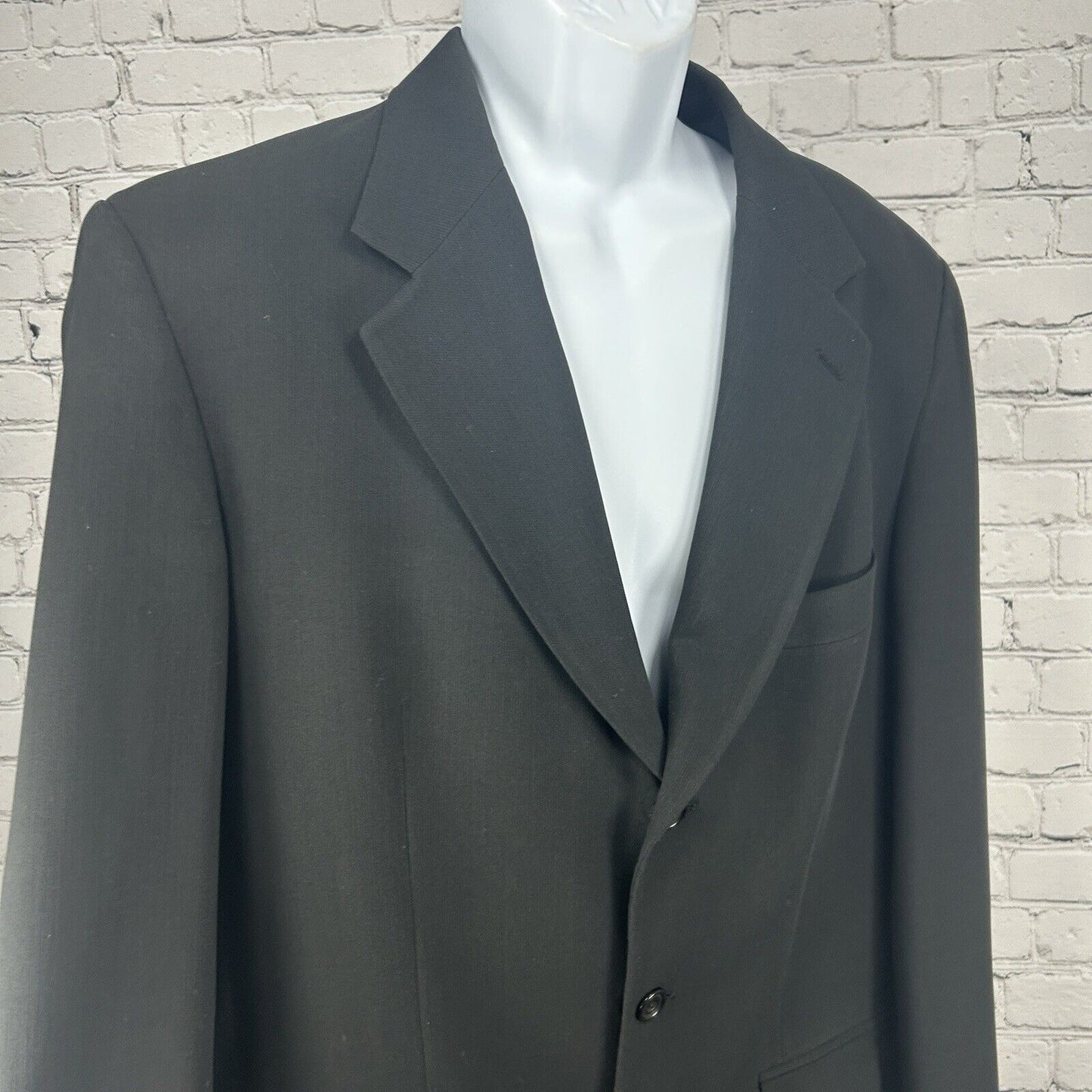 Yves Saint Laurent Solid Black 3 Button Ventless Suit Jacket Blazer Size 43L