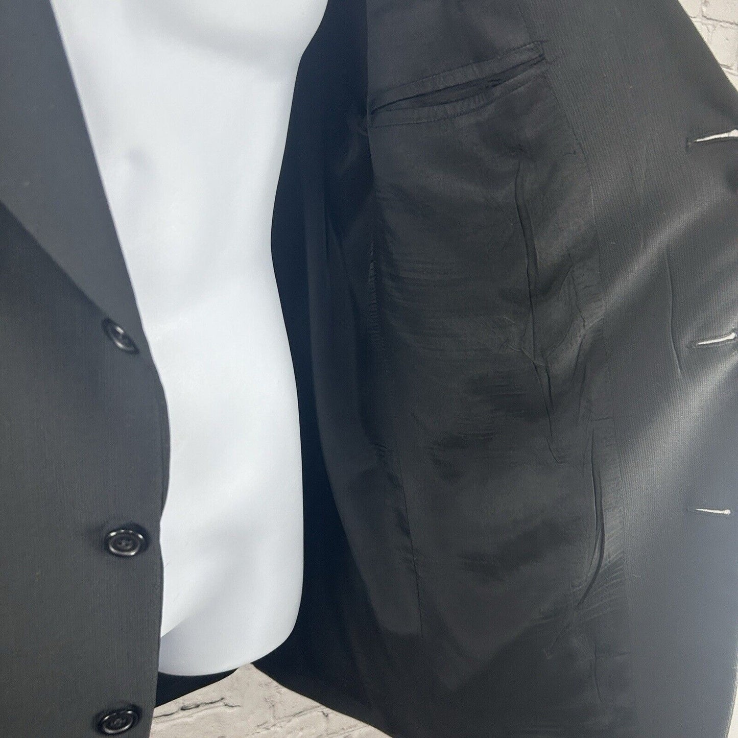 Yves Saint Laurent Solid Black 3 Button Ventless Suit Jacket Blazer Size 43L